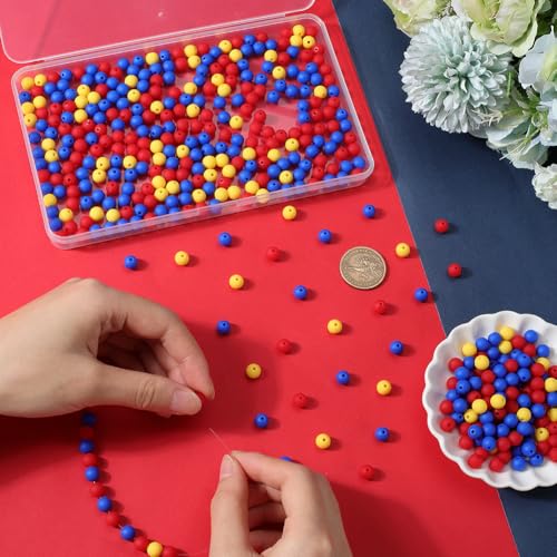 1 Box 500Pcs Round Frosted Beads Red Matte Beads 8mm Small Ball Acrylic Opaque Smooth Bubblegum Rubberized Imitated Silicone Spacer Bead for Jewelry Making Bracelets Necklaces DIY Crafts - color: Red