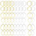 120pcs Hoop Earrings for Jewelry Making,Earring Beading Hoops Hypoallergenic Teardrop Hexagon Round Earring Hoop Open Bezel Pendant Frame for DIY Crafts Accessories Supplies(Gold&Silver,3Shapes) - color: 120PCS;Teardrop,Hexagon,Round;Gold,Silver