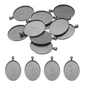 PATIKIL Pendant Trays for Jewelry Making, Blank Pendants Zinc Alloy Oval Bezel Settings Flat Base for Necklace Bracelet Charm - color: Grey Tone
