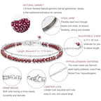 Peridot Stand Silver Gold Bracelets, Handmade Birthstone Stack Bracelet Crystal Gemstones Bead Chain Gift for Women, 8" - color: Silver-01-Jan Garnet