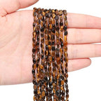 70pcs Natural Tiger's Eyes Stone Beads，4x6mm Egg Shape Loose Gemstone Beads for Jewelry Making Design Earring Necklace - color: tiger's eyes