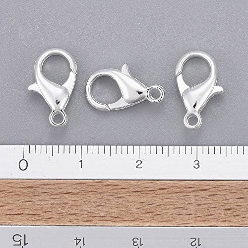 HDSupplies 100 Pieces - Lobster Clasps - Bright Silver Tone - 14x8mm / 1.8mm Hole - color: Bright Silver Tone, size: 14x8mm