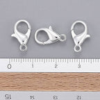 HDSupplies 100 Pieces - Lobster Clasps - Bright Silver Tone - 14x8mm / 1.8mm Hole - color: Bright Silver Tone, size: 14x8mm