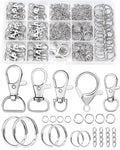 325PCS FIVEIZERO Keychain Making Kit - Keychain Clip with Key Ring, Lobster Claw Clasp, Swivel Snap Hook, Jumprings & Extender Chain for Crafts, DIY Projects & Purse Making Supplies - color: silver