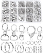 325PCS FIVEIZERO Keychain Making Kit - Keychain Clip with Key Ring, Lobster Claw Clasp, Swivel Snap Hook, Jumprings & Extender Chain for Crafts, DIY Projects & Purse Making Supplies - color: silver