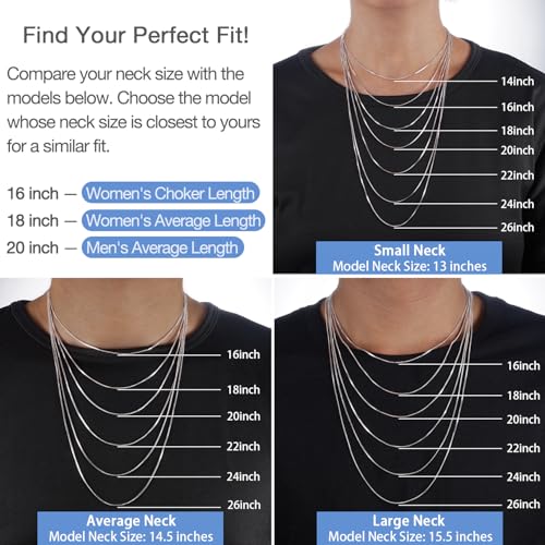 Jewlpire 1.3mm Box Chain 14K Gold Plated 925 Sterling Silver Chain Necklace for Women, Thin & Sturdy Womens Chains Necklace 14 16 18 20 22 24 26 Inches - color: 925 Sterling Silver, size: 22 Inches