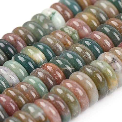 JOE FOREMAN 2x6mm Natural Green India Agate Stone Semi-Gemstone Heishi Disc Rondelle Spacer Beads for Jewelry Making Full 15" Strand Energy Stone Healing Power Crystal - color: Green India Agate