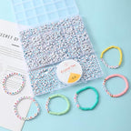 Acrylic Letter Beads 4mm Flat Round, 6mm Square - Beads for Making Friendship Bracelet or Necklace (26 Pieces of Flat Round White with Blue) - color: 26 pieces of flat round white with blue