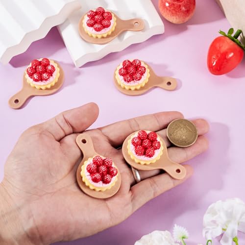 Cheriswelry Cup Cake Resin Pendants Lovely Food Sweet Dessert Dangle Charms Links Hanging Ornament with Metal Loop Fruit Pendants for Key Chains Bracelet Necklace Jewelry Making - color: Strawberry Cake