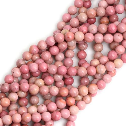 100pcs Natural Stone Beads 8mm Pink Rhodochrosite Round Genuine Real Stone Beading Loose Gemstone Hole Size 1mm DIY Charm Smooth Beads for Bracelets Necklaces Earrings Jewelry Making Crafts - color: Pink Rhodochrosite