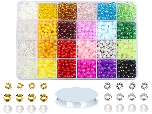 2030PCS 6mm Assorted Color Glass Beads Bulk for Jewelry Making,Round Smooth Beads, Bracelet Space Loose Beads for Jewelry Making Earring, Necklaces, Adult Craft Supplies - size: 6mm Mixed #376