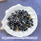 200pcs Crystal Glass Beads 6mm Faceted Rondelle Glass Spacer Beads with Hole for Bracelets Necklace Earring DIY Jewelry Making Craft(Black Series) - color: Black Series, size: 6mm