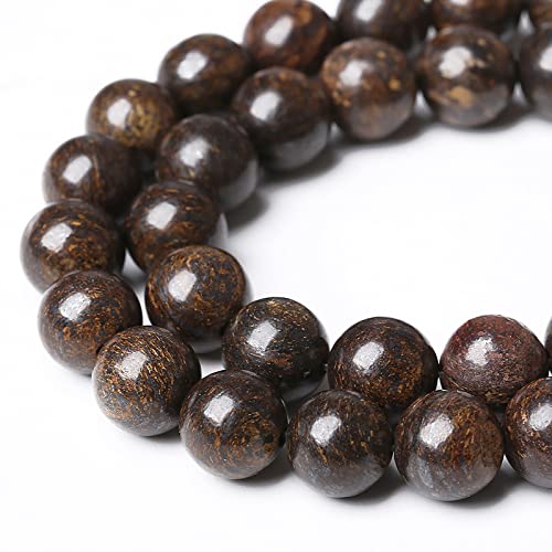 58pcs 6mm Natural Stone Beads Brown Bronzite Gemstone Round Loose Beads for Jewelry Making DIY Bracelet Necklace - color: Bronzite Gemstone, size: 6mm
