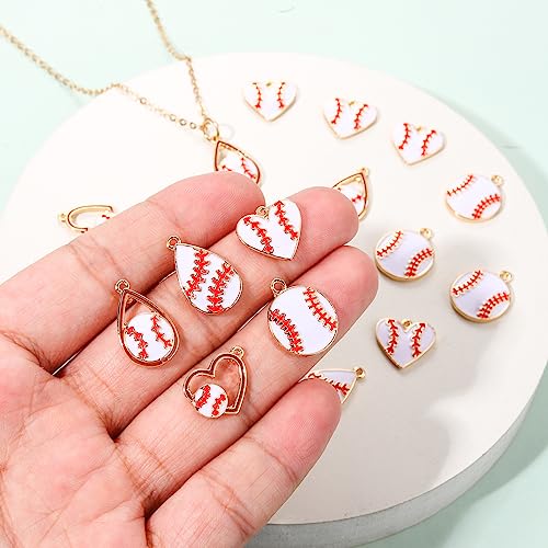 20PCS Sports Charms Enamel Basketball Baseball Pendant Charms for Jewelry Making Rhinestone Ball Game Softball Charms for Necklace Bracelet Earrings DIY Crafts - color: Set 7