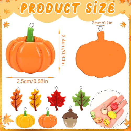 Augshy 64 Pcs Fall Resin Charm, Autumn Maple Leaf Pumpkin Acorn Pendant Thanksgiving Crafts for DIY Earring Bracelet Necklace Jewelry Making - style: Fall Style