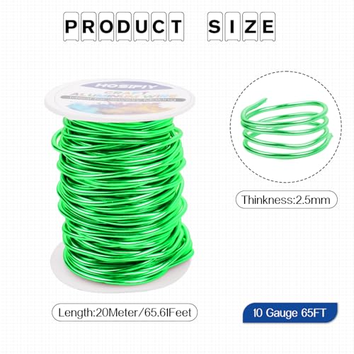 10 Gauge Aluminum Craft Wire, 2.5mm Jewelry Wire for Jewelry Making Supplies and DIY Metal Craft Art (Grass Green, 65 Feet) - color: Grass Green, size: 10Gauge 65FT