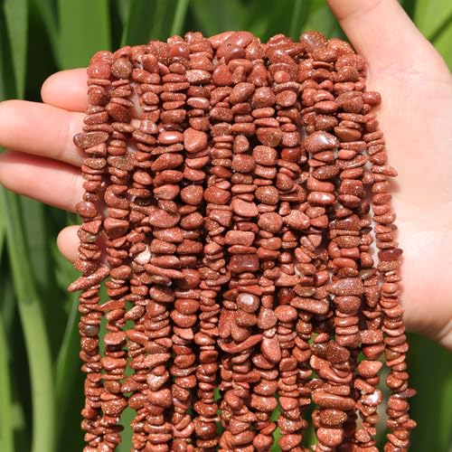 400Pcs Natural Chip Stone Beads for Jewelry Making Gold Sandstone & Blue Sandstone Pre-Drilled Irregular Healing Crystal Loose Beads for DIY Necklace Bracelet Earrings Ring Craft Supplies - color: Blue Sandstone + Gold Sandstone (2 Strands-62")