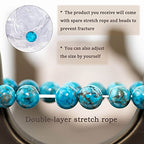 8mm Natural Gemstone Stretch Bracelet, Handmade Unisex Crystal Bracelets for Meditation, Yoga, Spiritual Healing & Positive Energy - color: Blue Magnesite Turquoise