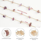 KYUNHOO 5 Meters Gold Plated Brass Chain for Jewelry Making Purple Irregular Natural Stone Crystal Necklace Chains Bulk with Jump Rings and Lobster Clasps - color: Natural Stone-Purple