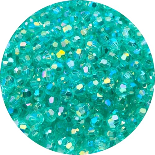 400 PCS 8mm Acrylic Faceted Spacer Beads AB Color Glossy Round Loose Beads for Jewelry Making Bracelet Necklace Earring Ornament Wind Chimes Key Chains(Bluish Green AB) - color: Bluish Green AB, size: 8mm
