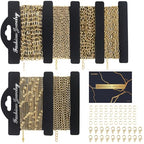 14k Gold Necklace Chains for Jewelry Making, Total 20 Feet 6 Rolls Bracelet Chains for DIY, 3.3 Feet Each Style, 14K Gold Plated Chain with Jump Rings/Lobster Clasps/Connectors - color: 14k Gold-20 Feet 6 Rolls