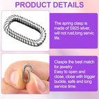 Pndeyo 925 Sterling Silver Oval Jewelry Clasps, Hypoallergenic Necklace Enhancer Shortener, Spring Bail Clasp Rings Connector for Bracelet Anklet Jewelry Making- Black - color: Black-1pc-0.46"×0.26"