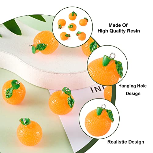 Craftdady Fruit Dangle Charms Pendants Cute Resin Food Pendants Apple Orange Pineapple Strawberry Pendants Lovely Vegetable Mushroom Charms for DIY Craft Earring Bracelet Necklace Jewelry Making - color: Orange