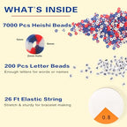 ADIIL 7200pcs Clay Beads Bracelet Making Kit, 6mm Polymer Heishi Beads for Jewelry Making, Friendship Bracelet Kit Birthday Gift for Adults Red Blue White - color: Red Blue White