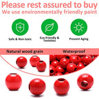 240Pcs Red Wood Beads 16mm for Craft Large Hole Wood Beads Hole: 6mm - color: Red