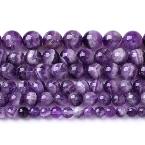 120PCS 6mm Natural Purple Dream Lace Amethysts Beads Crystal Round Loose Beads for Jewelry Making DIY Bracelet Necklace 32" 2 Strand - color: Purple Dream Lace Amethysts, size: 6mm(2 strands)
