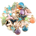 AUEAR, 30 Pack Ocean Starfish Conch Seashell Enamel Charms Pendants for DIY Jewelry Making (Ocean Style 2) - color: Ocean Charms 2, size: 30 Pack