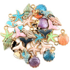 AUEAR, 30 Pack Ocean Starfish Conch Seashell Enamel Charms Pendants for DIY Jewelry Making (Ocean Style 2) - color: Ocean Charms 2, size: 30 Pack