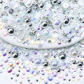 Towner 60g Mixed Pearls and Rhinestones, Flatback Rhinestones and Pearls for Crafts Tumblers Shoes Nails Face Art, 2-10mm Mixed Sizes, White|Silver|Clear - color: In the Clouds Blend | Mix White | Silver | Clear