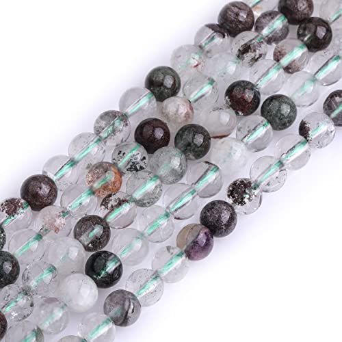 JOE FOREMAN 6mm Green Ghost Rock Quartz Round Beads for Jewelry Making Strand 15" Natural Stone Semi Precious Gemstone DIY Handmade Craft Supplies - color: Green, size: 6mm