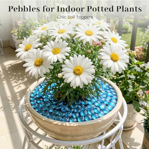 FUTUREPLUSX 5Lb Light Blue Flat Glass Marbles, Glass Beads Flat Gems Aquarium Pebbles Vase Filler Table Scatter Decor - color: Blue