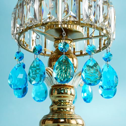 H&D HYALINE & DORA 3Inch Crystal Suncatcher Bauhinia Prisms Pendants 10Pcs Chandelier Crystals Replacement Hanging Sun Catcher Beads for DIY Arts Crafts Decor (Lake Blue) - color: Lake Blue