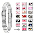 Italian Charms Bracelet Sets with 1Pcs Starter Brascelet 9Pcs Charms 9mm Italian Modular Charm Bracelet DIY Module Jewelry Gifts - color: B-Starter Bracelet Set-20PcsBlack