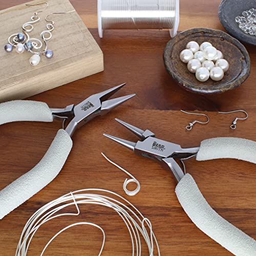 The Beadsmith Round Nose Pliers, 6.25 inches (159mm), Polished Steel Head with Elongated Handle & Double-leaf Spring - style: Round Nose