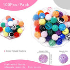 100 Pcs 20mm Beads for Pens Rhinestone Bubblegum Beads Mixed Crystal Acrylic Round Chunky Bead Sparkly Craft Large Balls Bead for Pen Beadable Keychain Bracelet Necklace DIY Jewelry Making Supplies - color: Rainbow