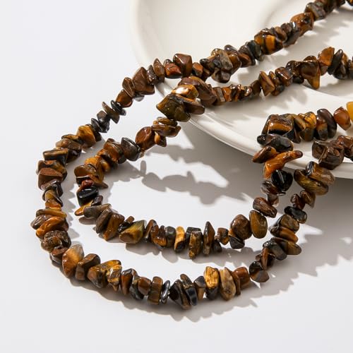 Natural Chip Stone Beads About 200pcs Tiger Eye Stones 5-8mm Irregular Gemstone Healing Crystal Loose Rocks for Bracelet Necklace Earrings Jewelry Making(Tiger's-Eye) - color: tiger's-eye