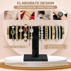 T-Bar Bracelet Display Stand for Selling, Jewelry Storage, Bracelet Holder Stand, Bangle, Jewelry Business Supplies, Watch holder for Women & Men, (Black +meta lid) - color: black-gold