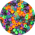 1000Pcs Halloween Pony Beads Bulk – 6x9mm Kandi Beads in Orange, Black, Purple, Green for Bracelets, Hair Braids, Jewelry Making, DIY Crafts, Party Supplies - color: Halloween Edition