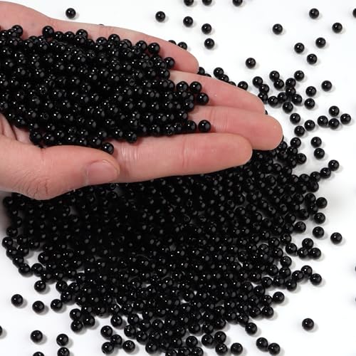 1500pcs Black 5mm Pearl Beads with Hole Round Pearls for Crafting Loose Pearl Beads for Jewelry Making Fake Pearls Bead for Bracelets Necklaces Earrings Key Chains Accessories DIY - color: Black, size: 5mm,1500pcs