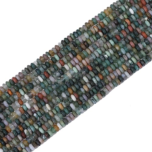 BEADIA Natural Indian Agate Disk Stone Beads 4x2mm 160pcs Rondelle Loose Semi Gemstone Beads for Jewelry Making Design - color: Indian Agate