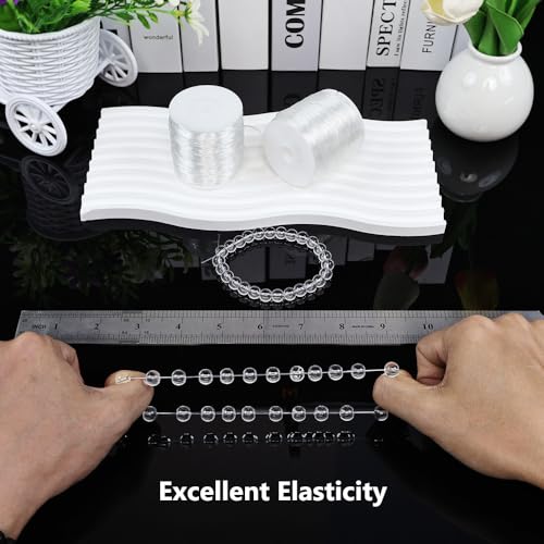 0.8 mm Stretchy Bracelet String, 2 Rolls Durable Elastic String, Clear Bead Cord for Bracelets, Necklaces, Beading, and Jewelry Making (200 m) - size: 0.8 mm