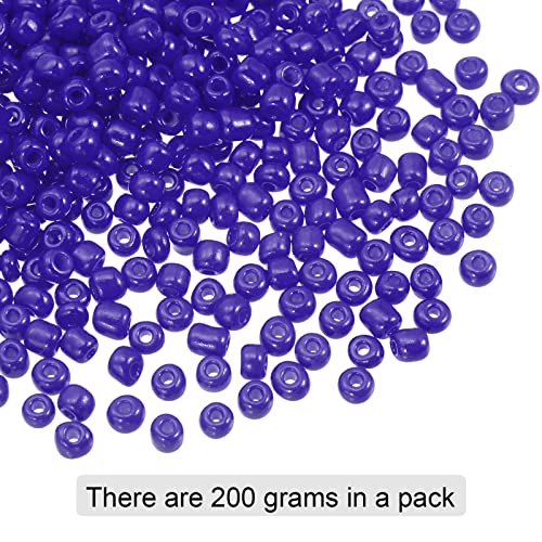HARFINGTON 2000Pcs Small Glass Beads 6/0 4mm Loose Tiny Round Small Beads for Bracelet Earring Rings Jewelry Making, Blue Purple - color: Blue Purple