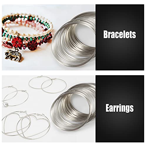 5.5 Inch Memory Wire Cutter Kit - 200 White K Memory Wire Loops for Jewelry Making - color: White K