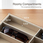 pickpiff Drawer Sunglass Organizer & Display Tray: 1 Pcs 8 Grids Velvet Scratch-Free Eyeglasses Case (13.8x9.4x1.6inch) - Soft Beige Glasses Storage Holder Box for Men & Women - size: 8 grids