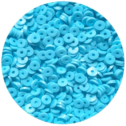 2000pcs Light Blue Clay Beads for Bracelets Making Heishi Polymer Disc Clay Bead Flat Spacer 6mm for Jewelry Earrings DIY Crafts - color: Light Blue Clay Beads, size: Small Pack(Single Color )
