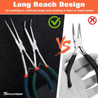 SPEEDWOX Mini Long Nose Pliers Set - Bent, Angled & Regular Needle Nose Pliers for Jewelry Making & Small Object Gripping - style: 2PCS Long Nose Pliers Set